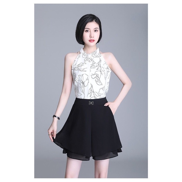 Quần Short Voan Ống Rộng Lưng Cao Thời Trang Mùa Hè Dành Cho Nữ