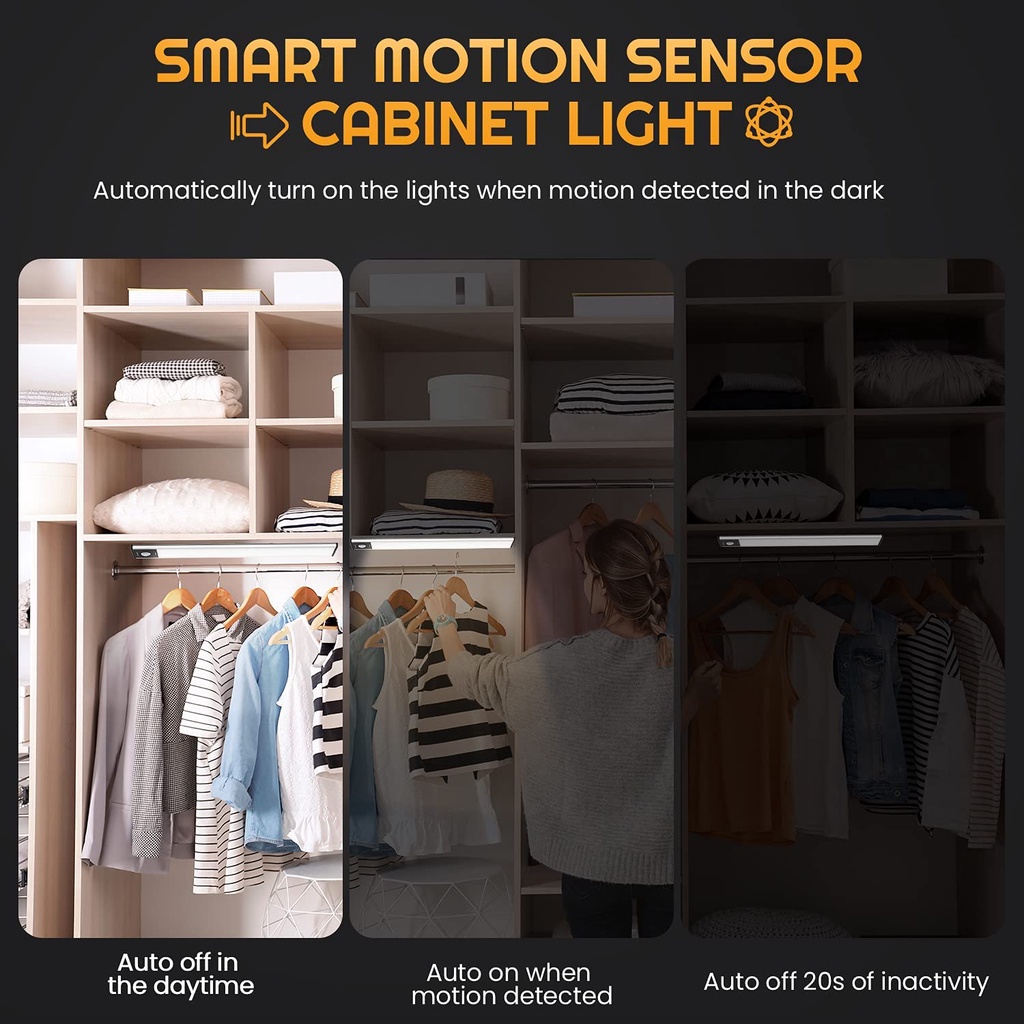 Đèn cảm biến Yeelight Sensor Cabinet Light 20/40/60 cm - LED thanh cảm ứng chuyển động, pin sạc type C, 3 chế độ sáng