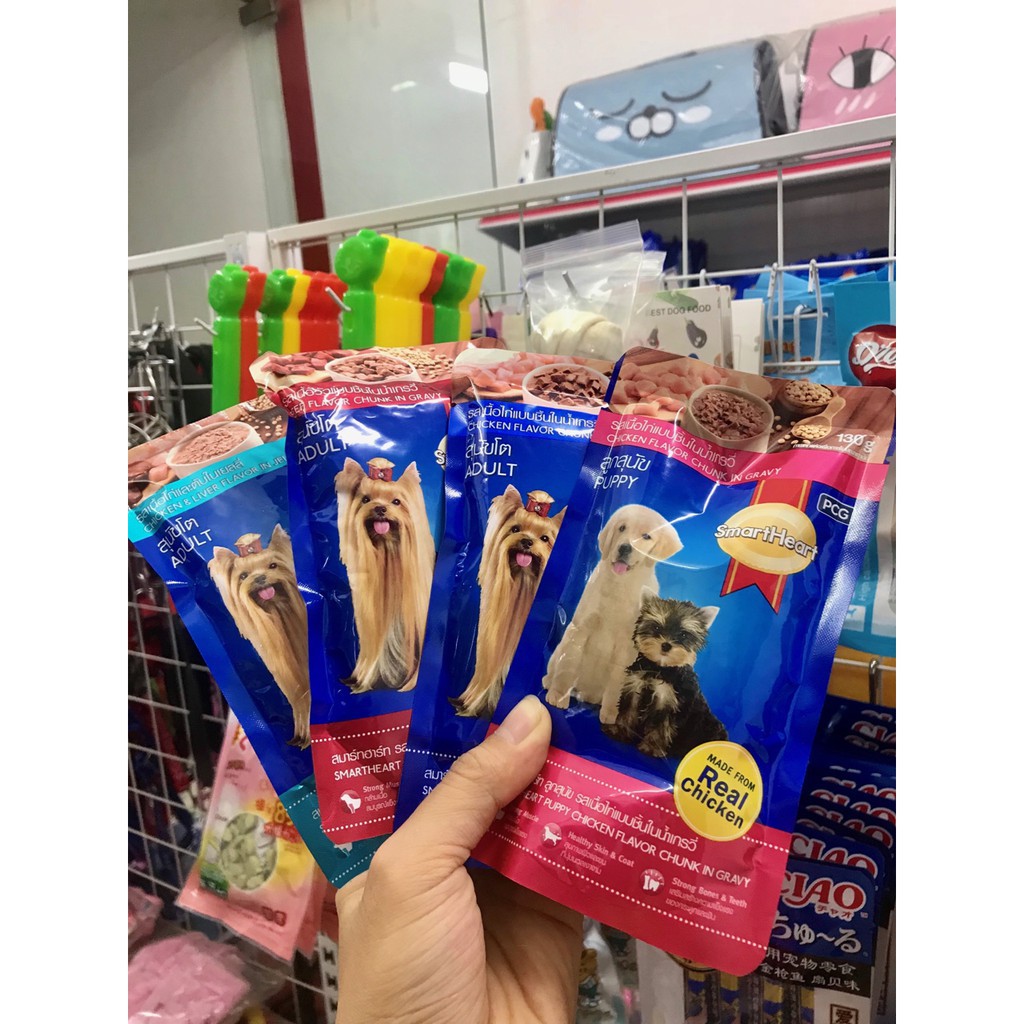 COMBO Hộp 12 gói Pate cho chó trưởng thành Smartheart gói 130g - jpet