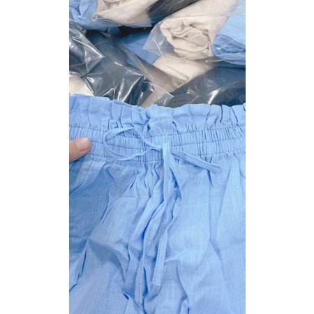 Combo 3 quần đùi đũi đen,be,xanh, cạp bèo có dây THUXINHSHOP