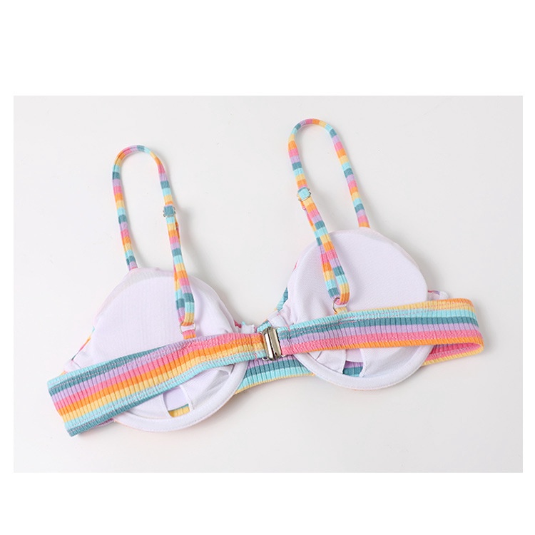 Bộ Đồ Bơi Ba Mảnh Họa Tiết Kẻ Sọc Màu Sắc Phong Cách Nhật Bản Thời Trang Quyến Rũ Cho Nữ