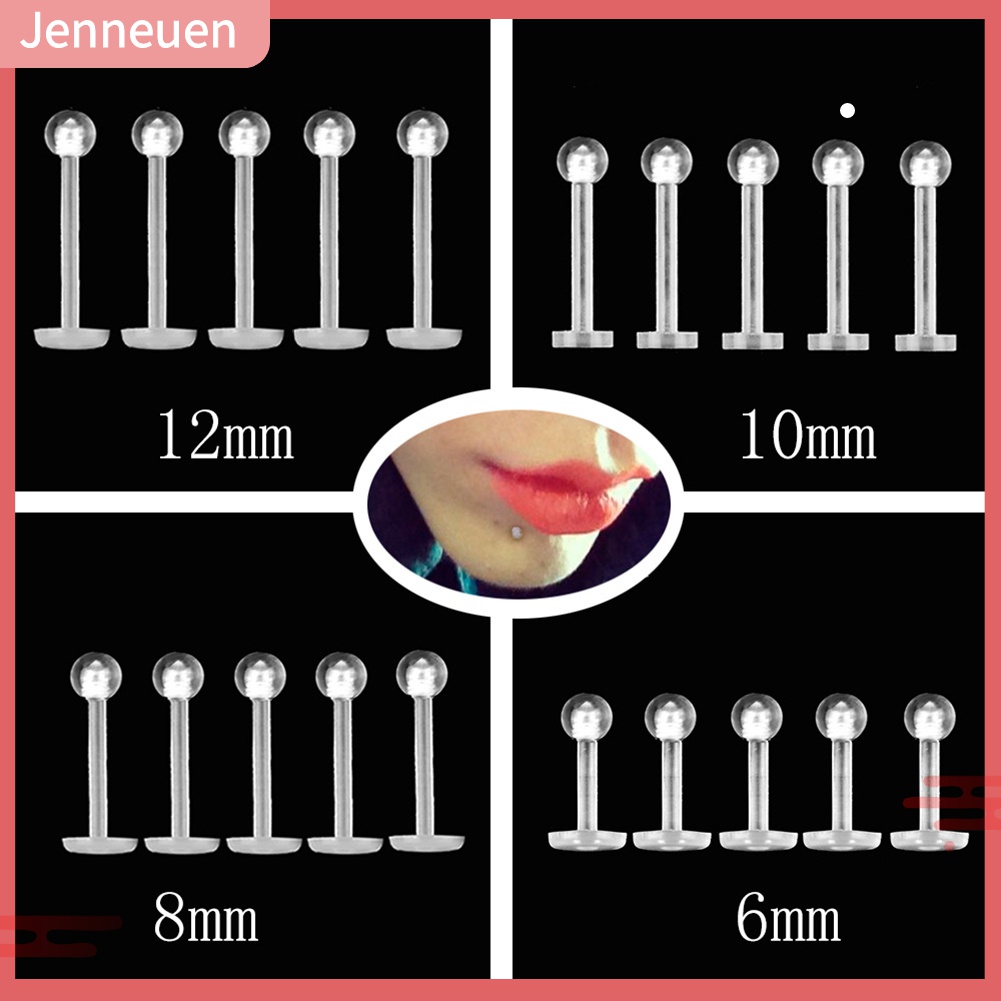 Set 5 Khuyên Mũi / Môi / Tai / Cơ Thể Trong Suốt Phong Cách Unisex