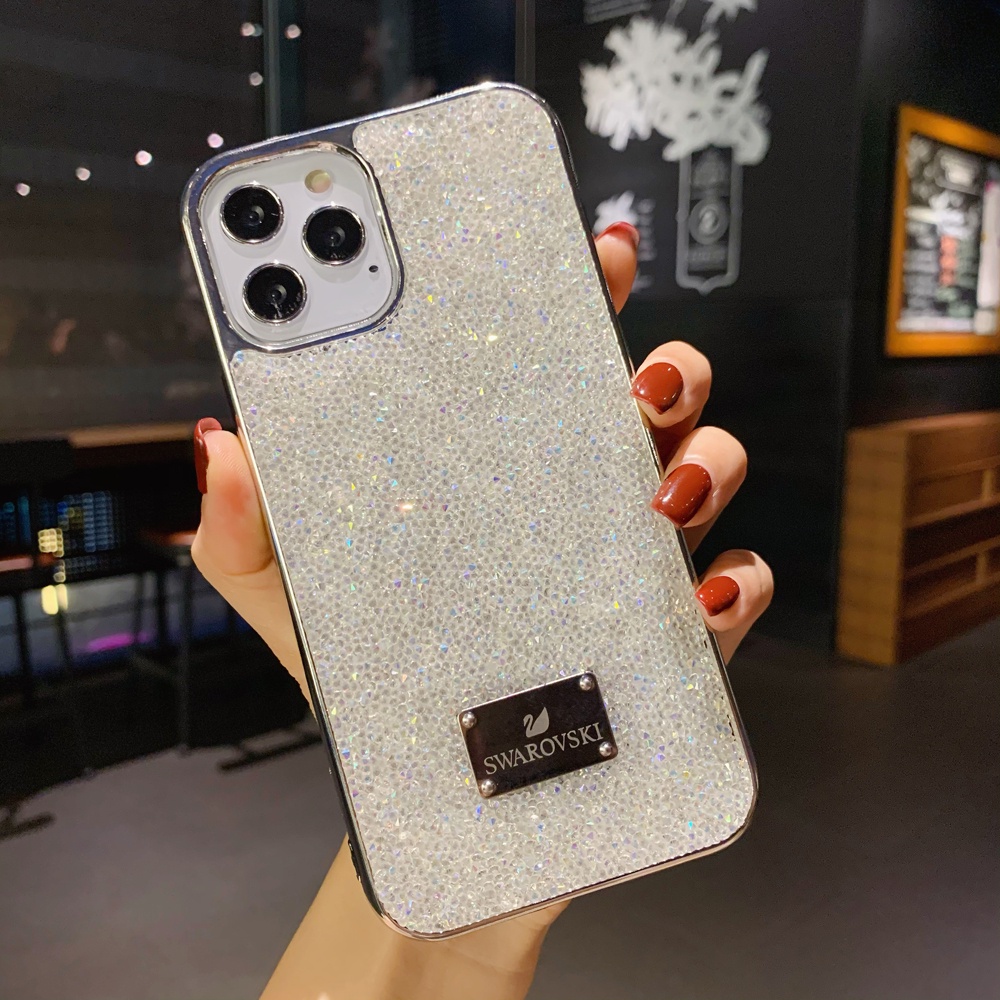 Ốp Điện Thoại Mềm Mạ Kim Cương Chống Sốc Cho iphone 14 13 12 11 pro max xsmax xr x xs 7 8 plus 15promax