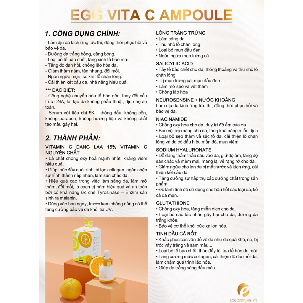 [Tặng 5 Mặt Nạ Trắng Da] Serum Egg Vita C Queenie Skin - Serum Trứng Vàng Vita C Vitamin 15% C Queenie Skin