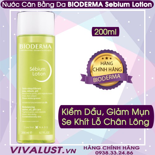 Toner giảm mụn, se khít lỗ chân lông Bioderma Sebium Lotion 200ml