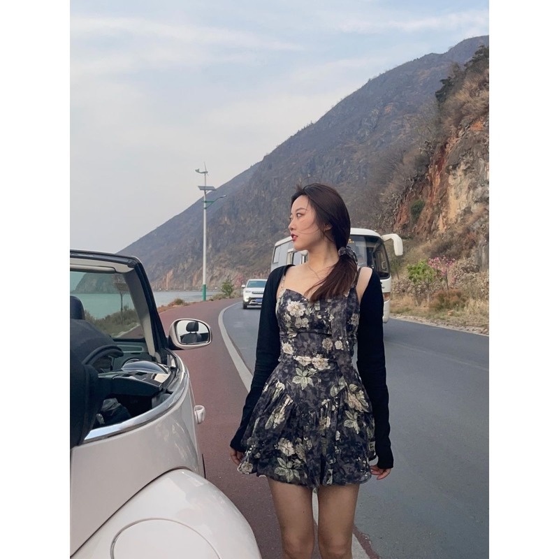 Đầm Hai Dây Mỏng Dáng Chữ A In Họa Tiết Hoa Nhí Xinh Xắn Phong Cách Retro Kiểu Pháp Thời Trang Mùa Hè Cho Nữ