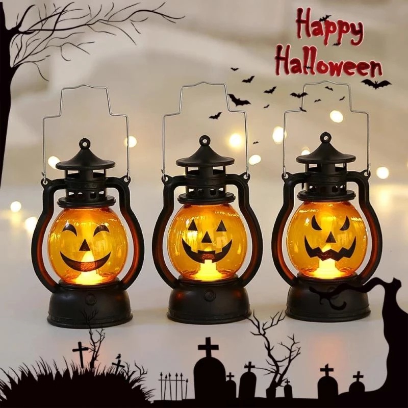 Đèn lồng dầu bí ngô trang trí không khí tiệc bar Halloween