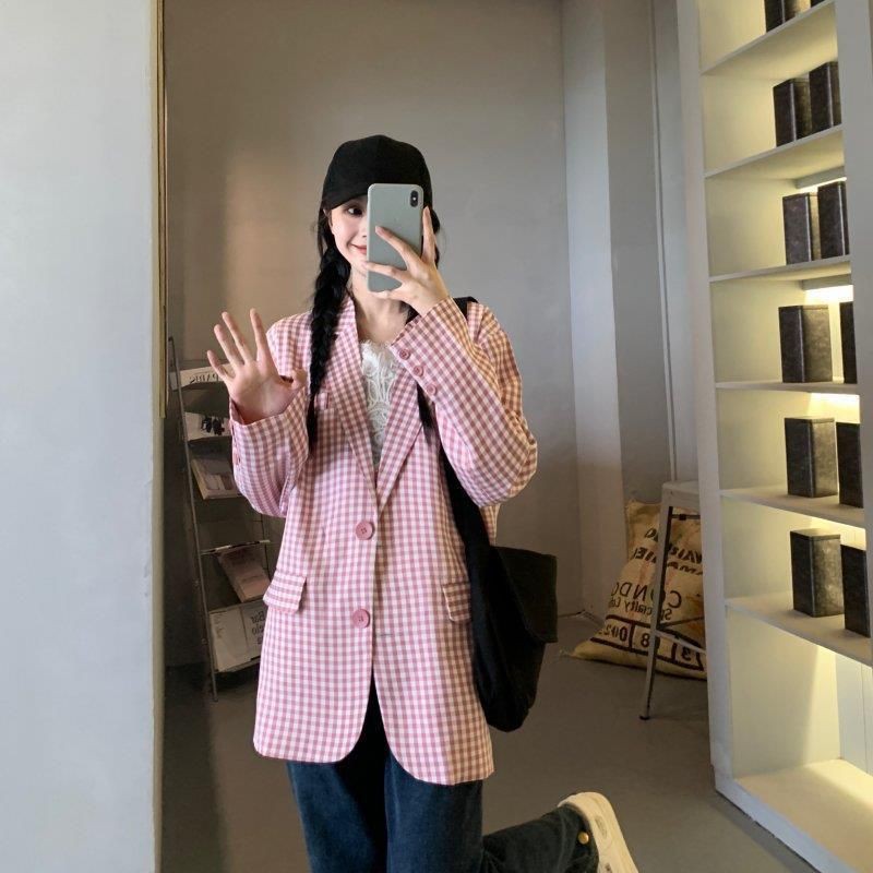 [Order] Áo khoác blazer Hàn Quốc kẻ caro dáng rộng oversize ulzzang | BigBuy360 - bigbuy360.vn