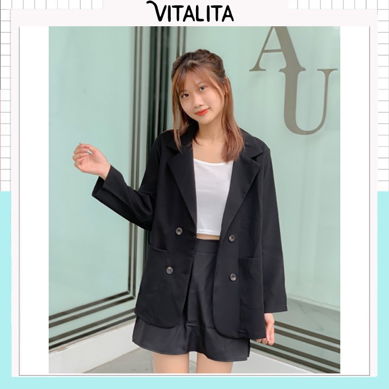 Áo Blazer nữ kẻ Caro 1 lớp Ulzzang Style - Kiểu dáng trẻ trung - phong cách hiện đại - MIX đồ chuẩn Style