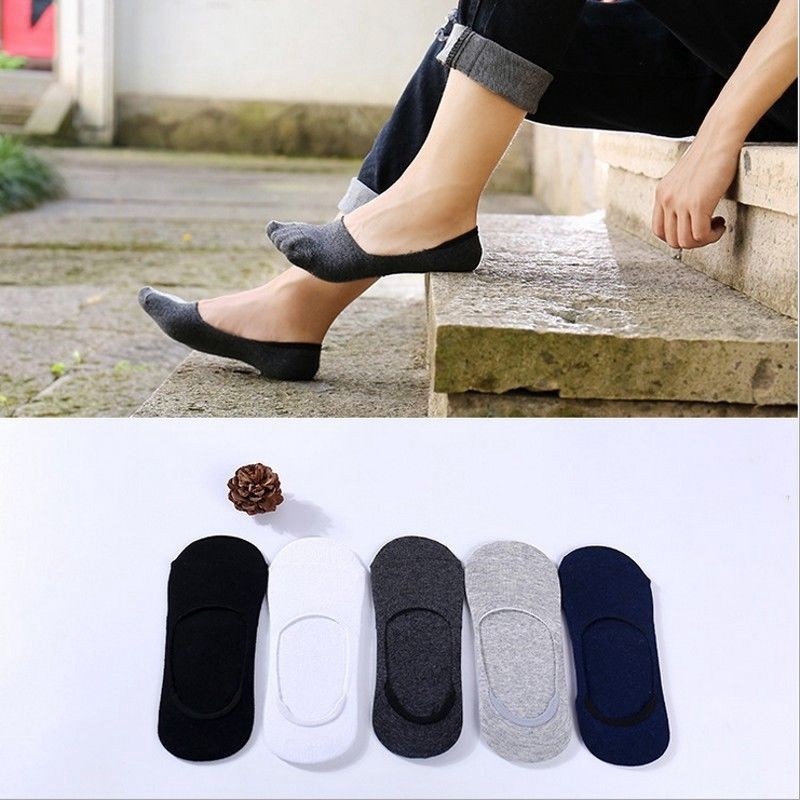 Vớ Thuyền Cotton Vô Hình Cổ Thấp Mềm Mại Thoải Mái Thoáng Khí Chống Trượt Cho Nam Nữ