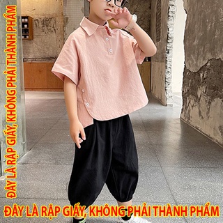 Rập giấy 30114 - sơmi vạt cong, quần bo gấu - size lớn