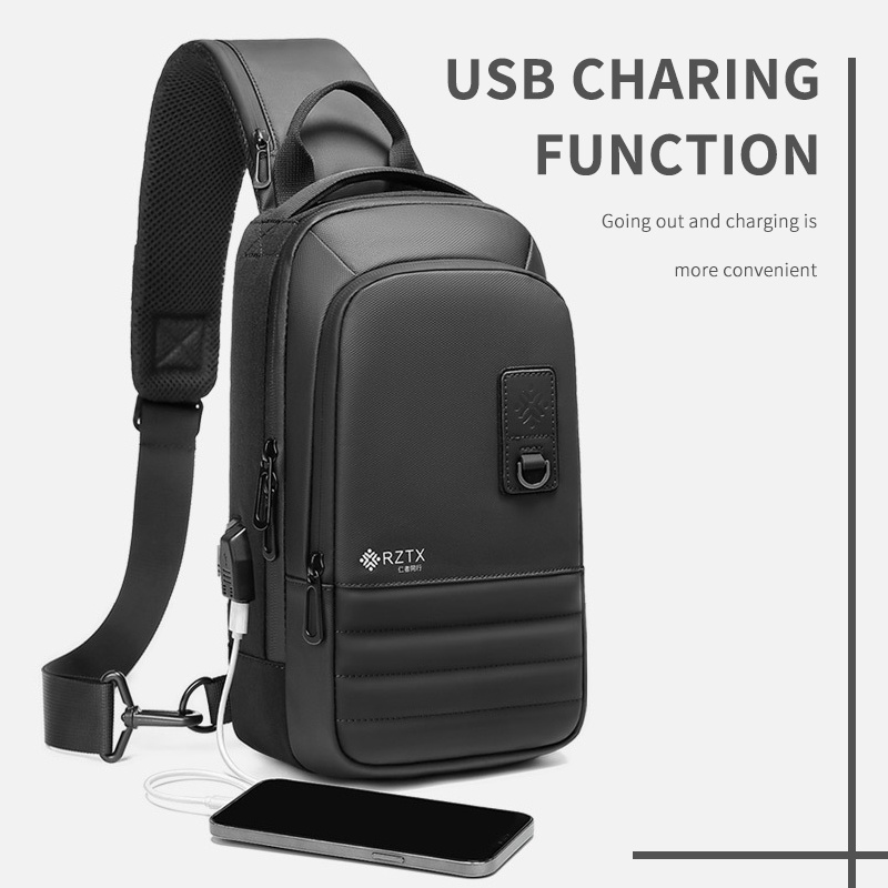 Túi Đeo Chéo Nam Chống Nước Sức Chứa Lớn Có Cổng Sạc USB