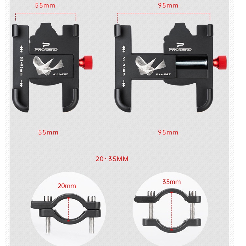 Giá đỡ nhôm kẹp điện thoại cho xe đạp, xe máy GUB PRO 2