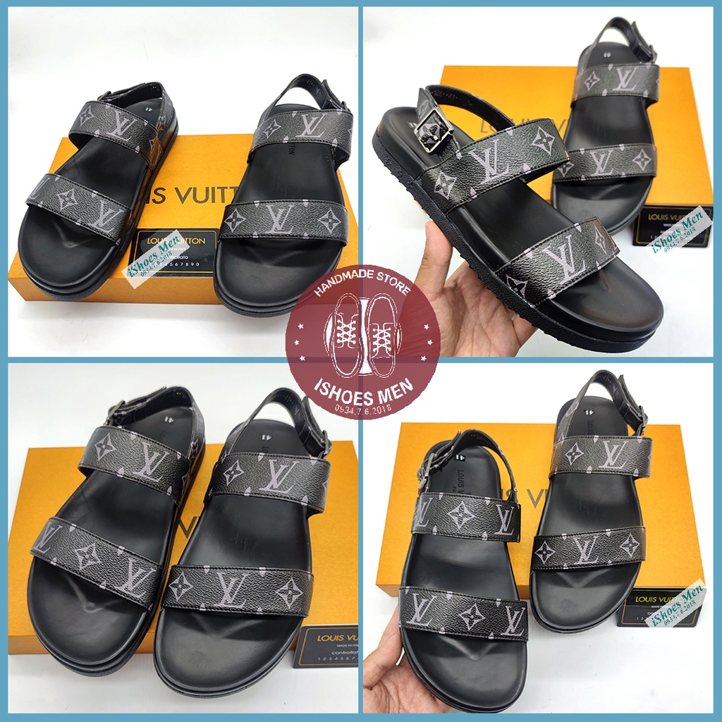Dép Sandal Nam, Dép quai hậu nam LV D&amp;G da thật đế cao su cao cấp bảo hành 12 tháng