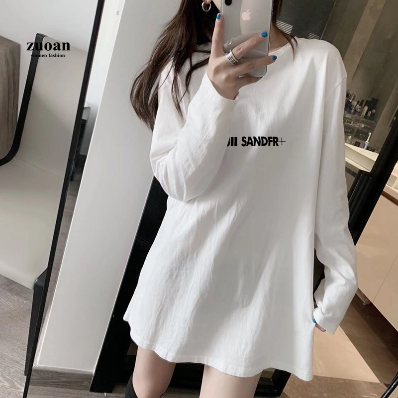 Áo Thun Tay Dài Vải Cotton In Chữ Thời Trang Mùa Thu