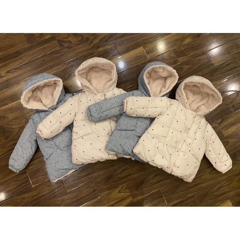 Áo phao z.a-r.a chấm bi lót lông