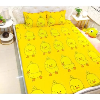 Bộ ga gối bo chun bọc đệm,vải cotton poly,chọn nhiều mẫu[vịt vàng]