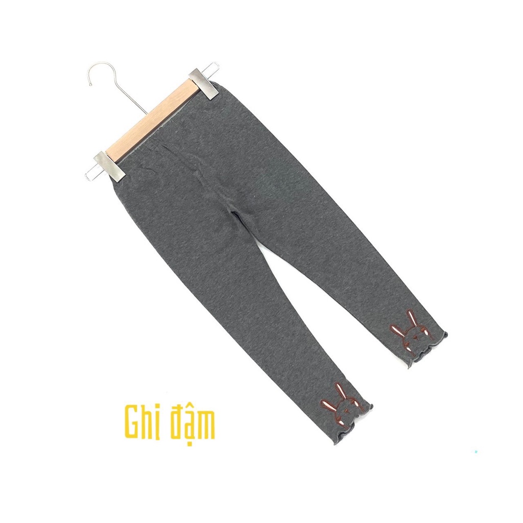 Quần legging bé gái 2-10 tuổi vải cotton co giãn tốt, quần dài cho bé thêu thỏ dáng đẹp không bai xù