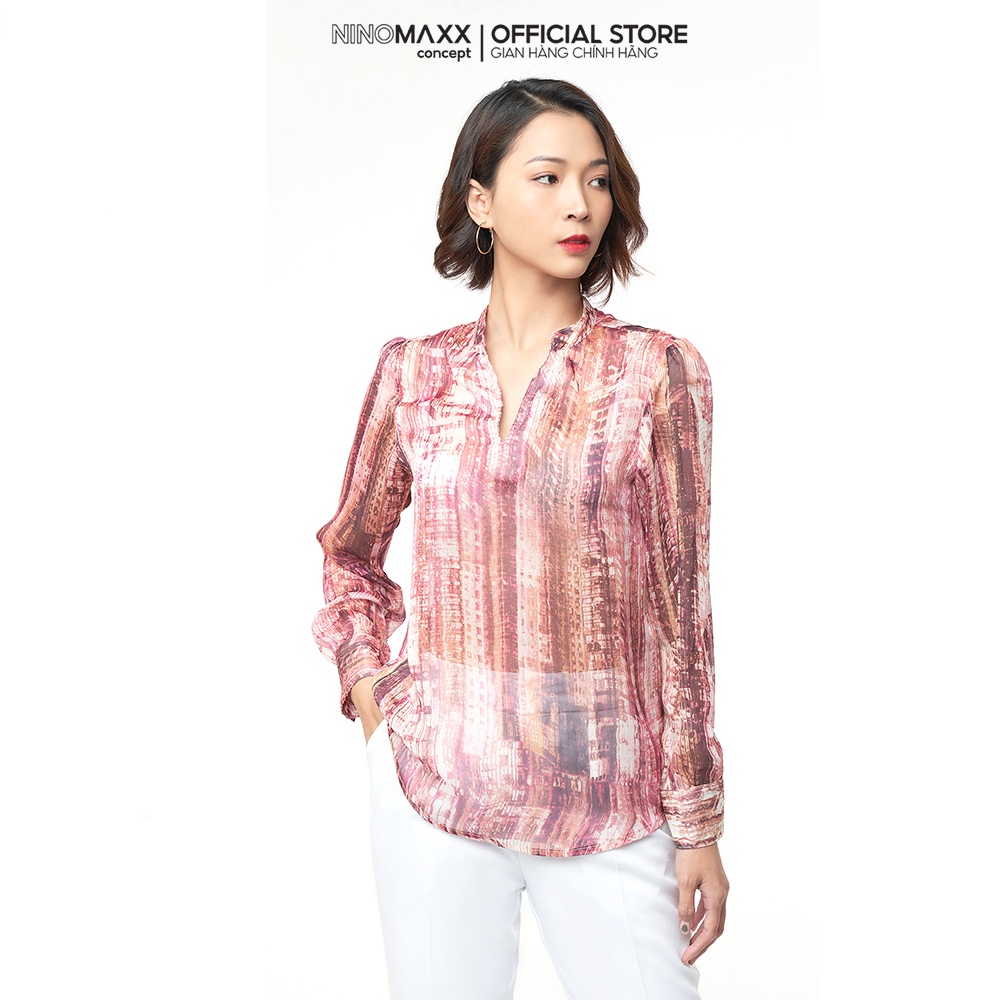 N&amp;M Áo sơ mi kiểu Nữ hoạ tiết tay dài 2010019