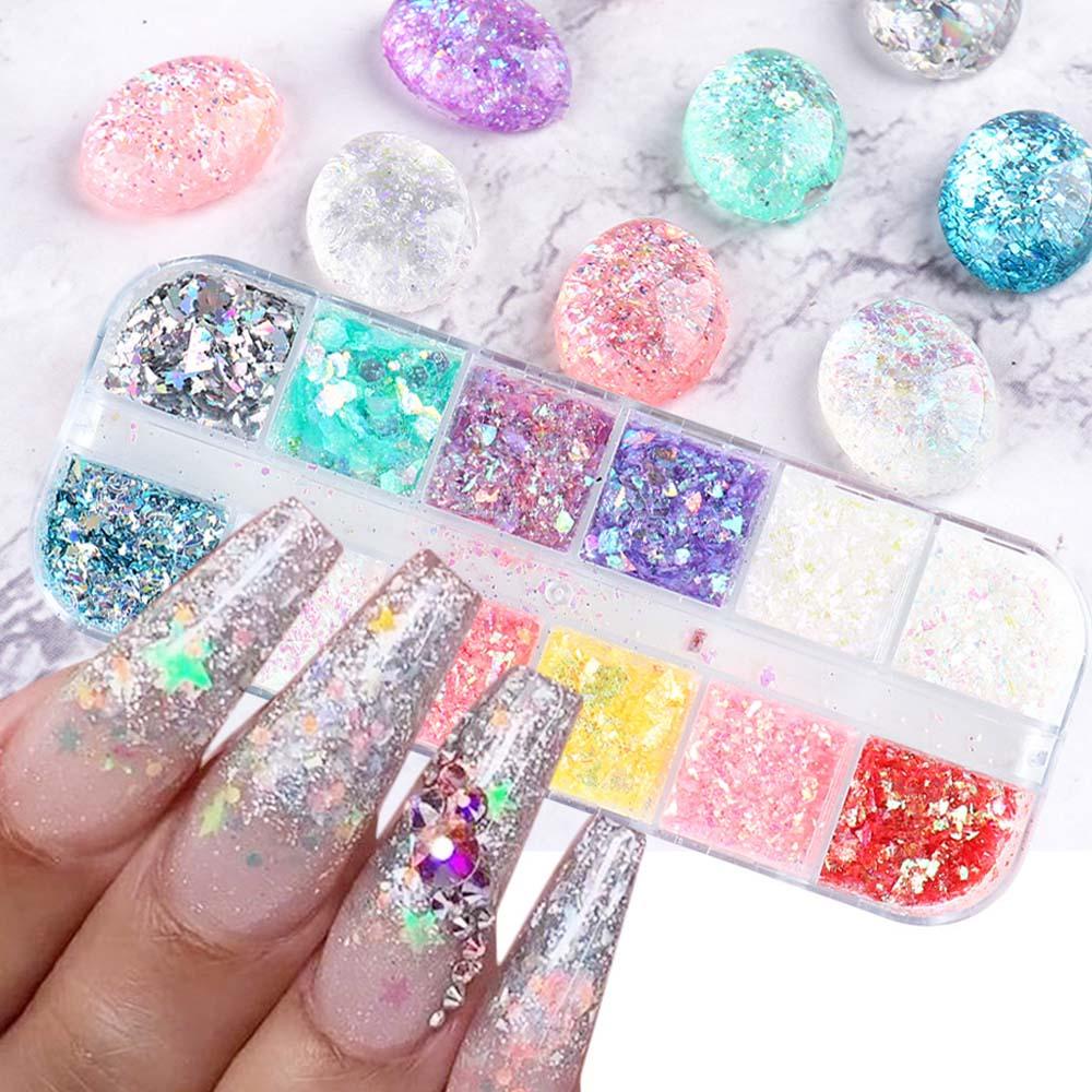 Hộp Sequin Siêu Mỏng Lấp Lánh Nhiều Màu Sắc Dùng Trang Trí Móng Nghệ Thuật