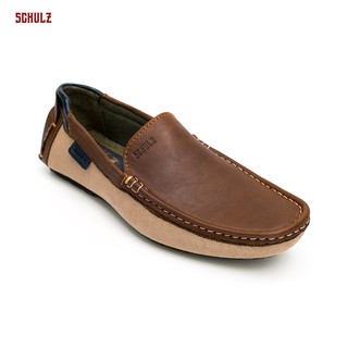 Giày Da Bò Loafer Phối Vải Schulz L1-III19NAUNHAT màu nâu nhạt
