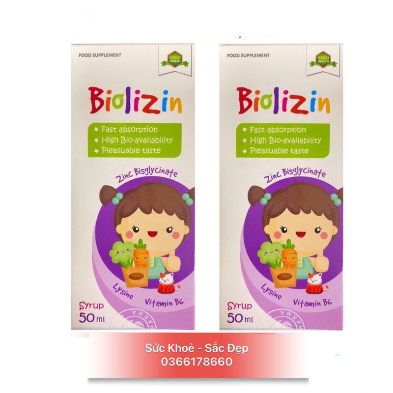 Kẽm Biolizin bổ sung Kẽm, Lysin, Vitamin B6 hỗ trợ bé ăn ngon, tăng đề kháng, cải thiện hệ tiêu hóa