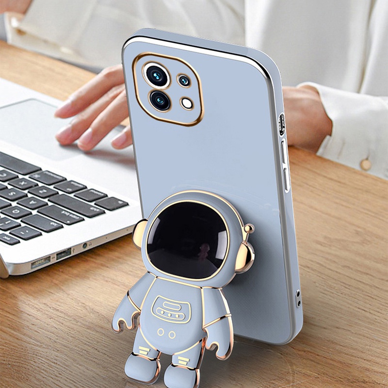 Ốp Điện Thoại Silicon Mềm Mạ Viền Dọc Họa Tiết Phi Hành Gia 6D Cho Xiaomi Mi 11 12 Lite 11T 10T 9T Pro