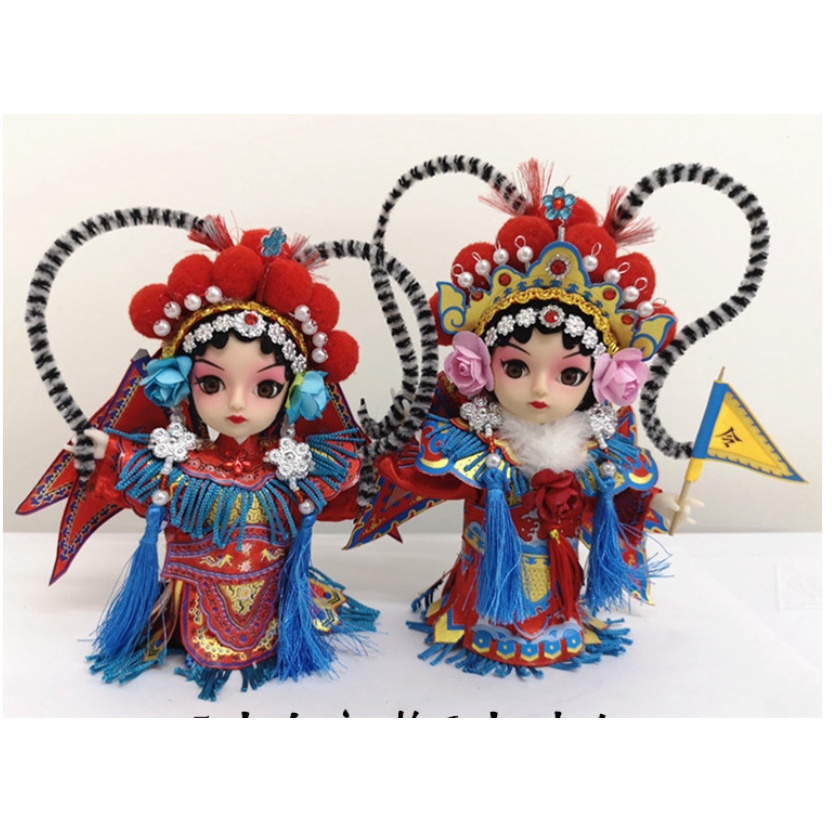 Tượng cổ trang búp bê kinh kịch trang trí bằng vải lụa thủ công trưng bày hoặc quà tặng