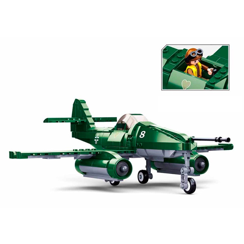 Set 388 Mô Hình Máy Bay Chiến Đấu MOC WW2 ME262 Turbo Stormbird Mới