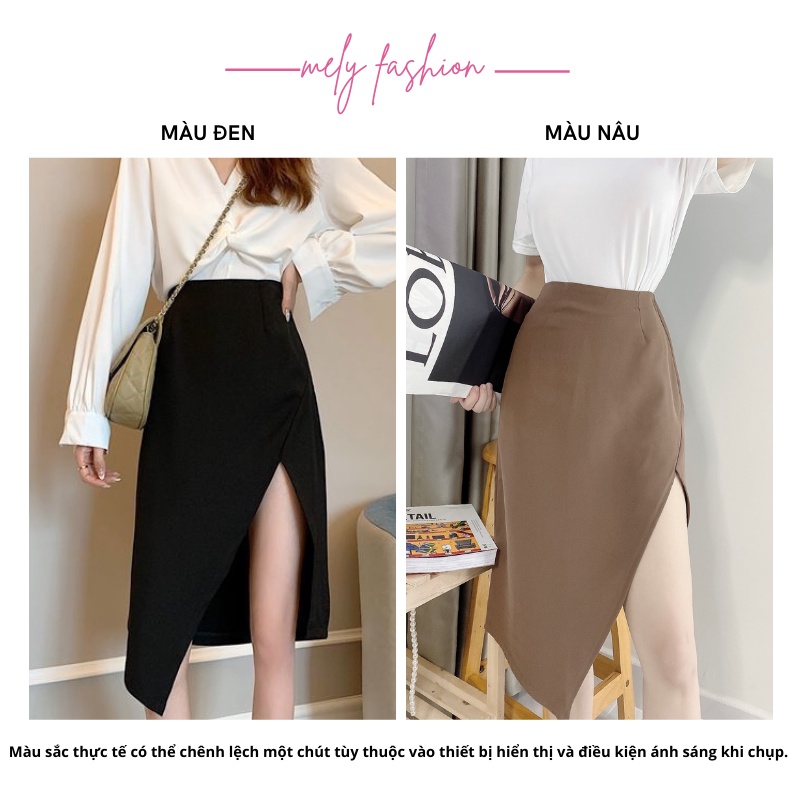 Chân váy Midi dài xẻ tà vạt chéo cá tính phong cách sang trọng có big size Mely's Fashion CV22
