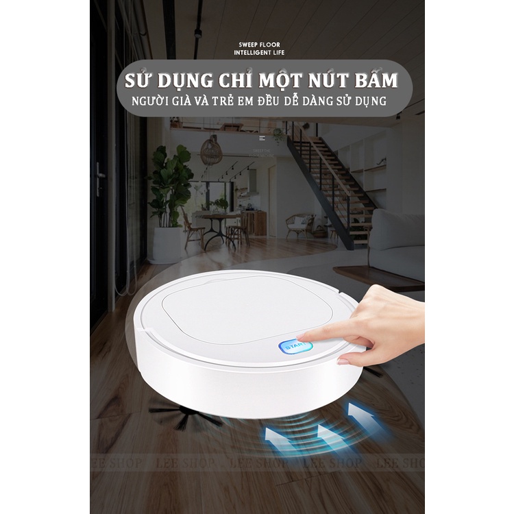 Robot hút bụi thông minh 3 in 1 - Quét, Hút, Lau, Làm Sạch Các Vị Trí Khó Như Gầm Giường, Tủ Và Ghế Sofa