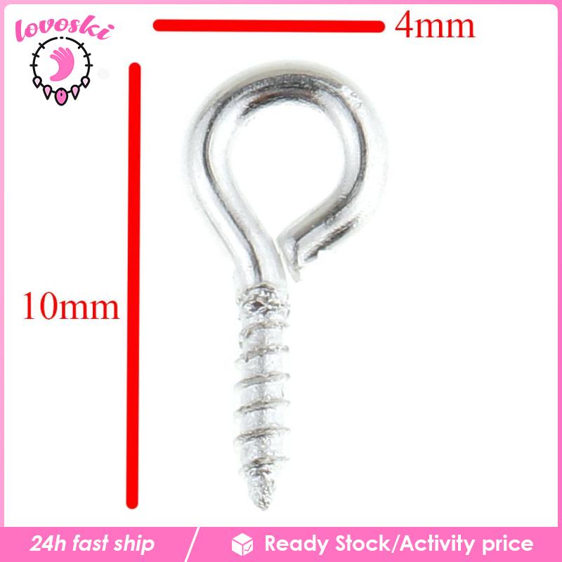 Bộ 100 Đinh Vít Bạc Mini 10x4mm Dùng Làm Trang Sức DIY
