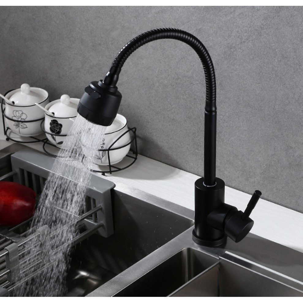 Vòi rửa bát dạng mềm màu đen Inox 304 | BigBuy360 - bigbuy360.vn