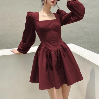 Váy Nữ Tiểu Thư Quảng Châu,  Đầm Xòe Nữ Tay Bồng Chất Vải mềm form đứng không nhăn cao cấp
