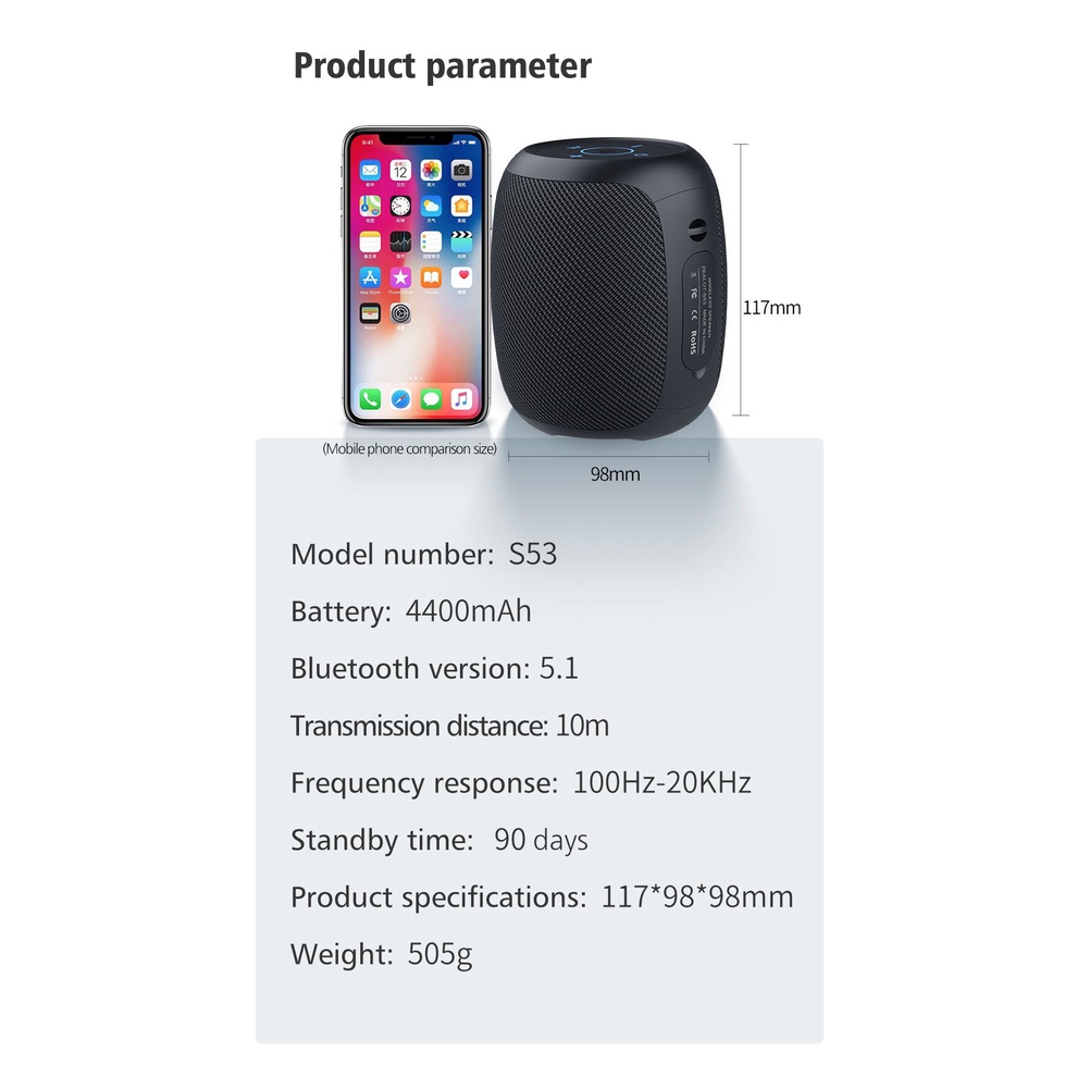 Loa Bluetooth Zealot S53 Chống Thấm Nước Âm Thanh HIFI Chất Lượng Cao