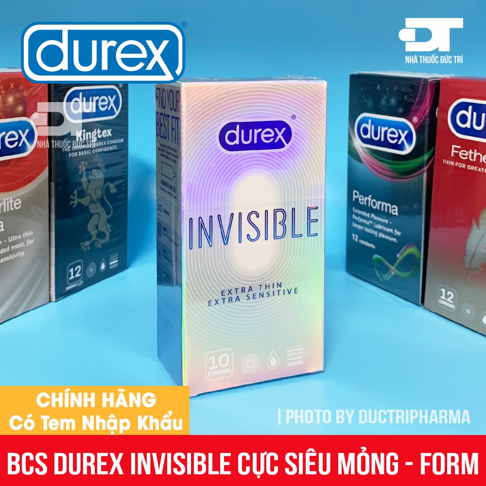 [CHÍNH HÃNG] Bao cao su siêu mỏng Durex Invisible Extra Thin Extra Sensitive (10 Bao). NHẬP KHẨU BỞI DKSH Việt Nam