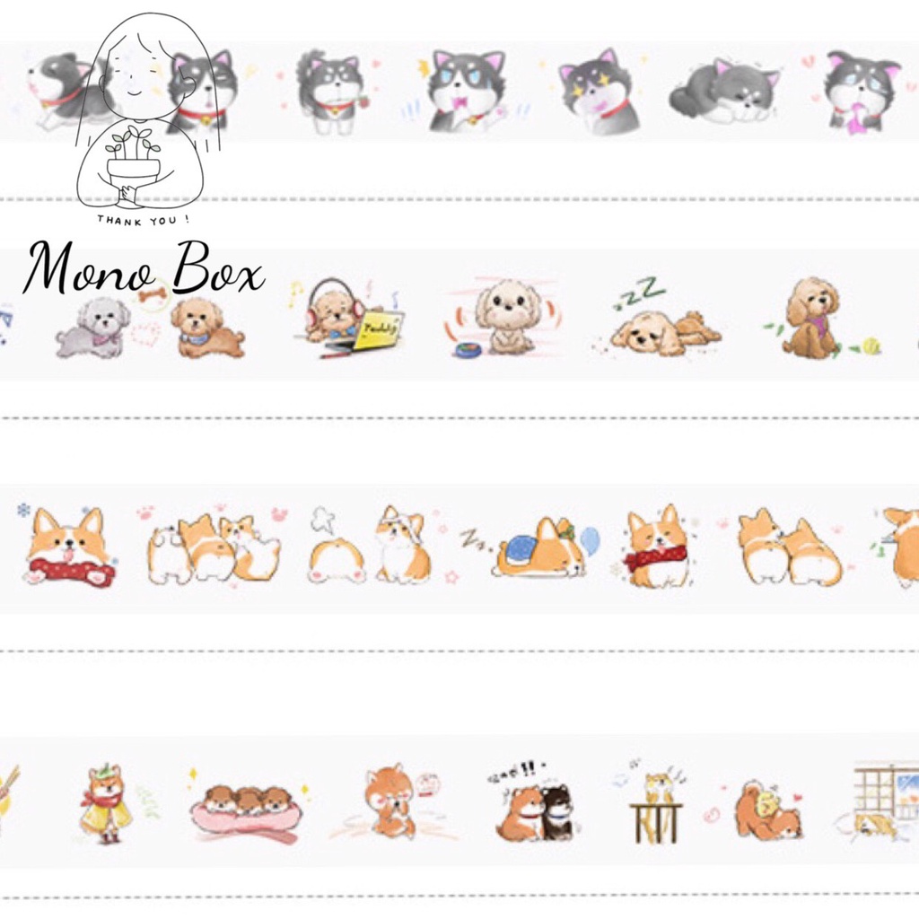 [Chiết] Washi tape mã CB010 2,5x35cm, băng keo dán trang trí họa tiết chibi Mono_box