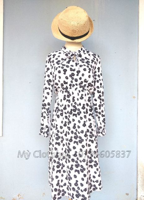 Váy hoa nhí vintage tay dài