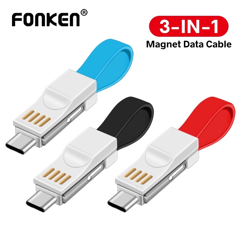 Đầu sạc Fonken micro type-c iP có móc khóa nam châm