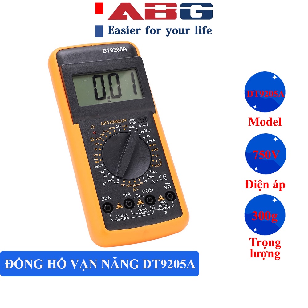 Đồng Hồ Đo Điện Vạn Năng Kỹ Thuật Số ABG DT9205A