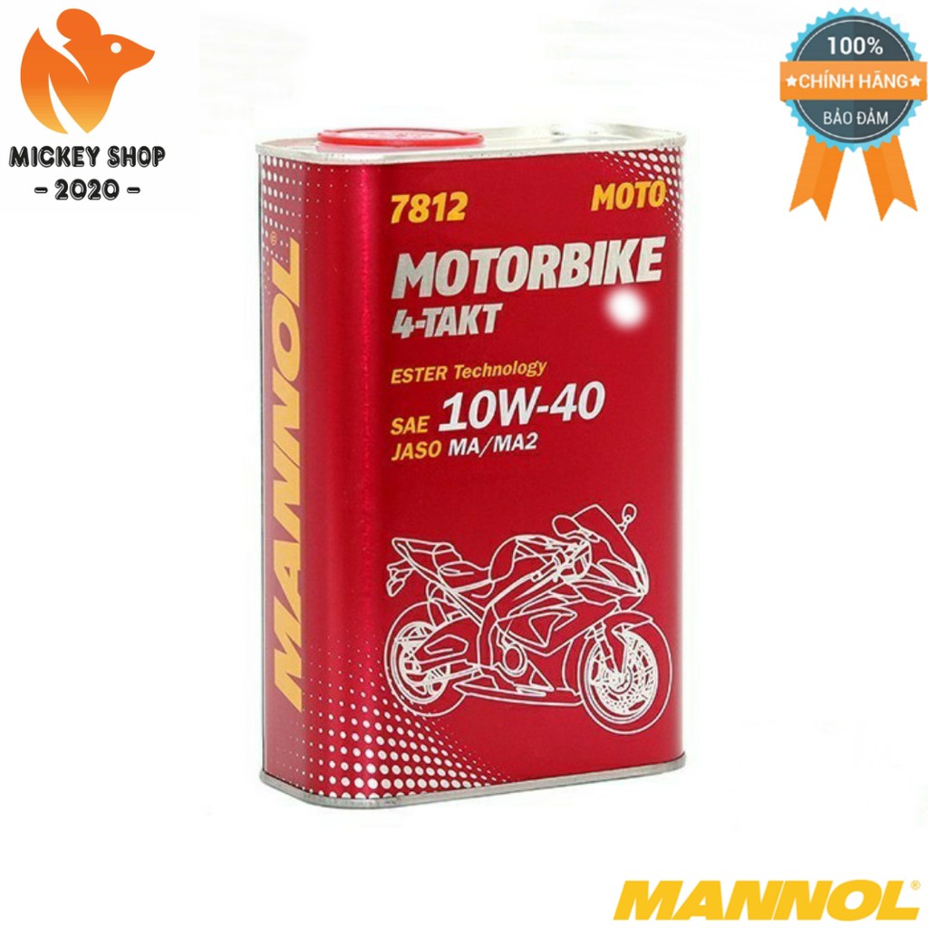 Nhớt MANNOL 10W-40 SL 4-Takt Motorbike ESTER 7812 1L Hàng Đức Cao Cấp Chính Hãng dành cho xe PKL - Mickey2020shop