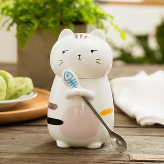 Ly Sứ Có Nắp Mèo Con Dễ Thương