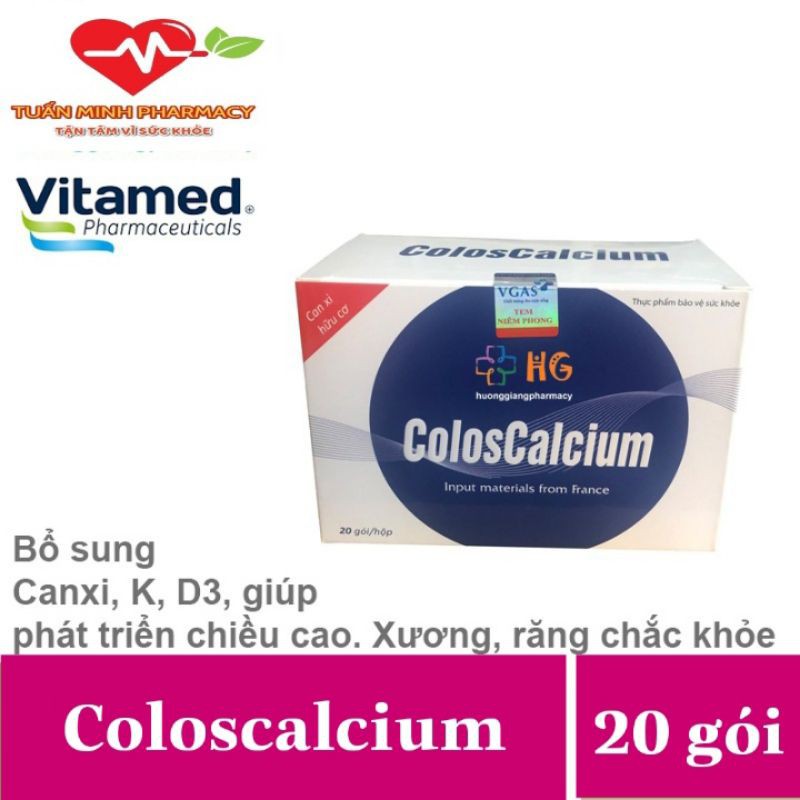 Coloscalcium - Bổ sung canxi, Vitamin K2, D3 giúp bé phát triển chiều cao tối đa (Hộp 20 gói)