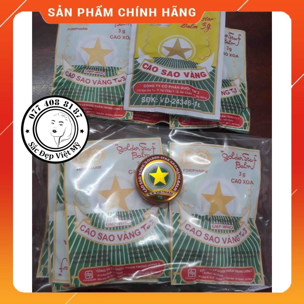 [Chính Hãng] Dầu Cù Là Cao Sao Vàng TW3 3g Combo 10 hủ