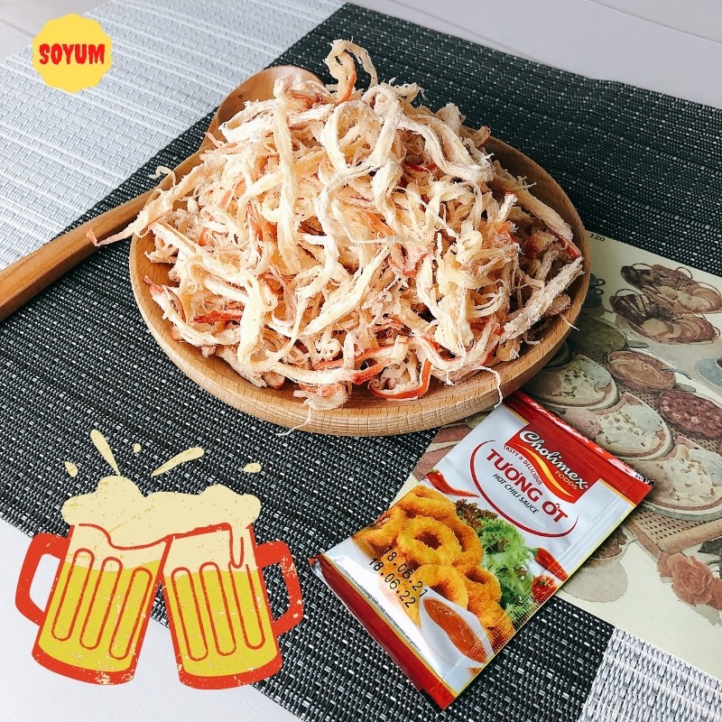 Khô mực hấp dừa xé sợi 300g ăn vặt SoYum vừa ngon vừa rẻ | BigBuy360 - bigbuy360.vn