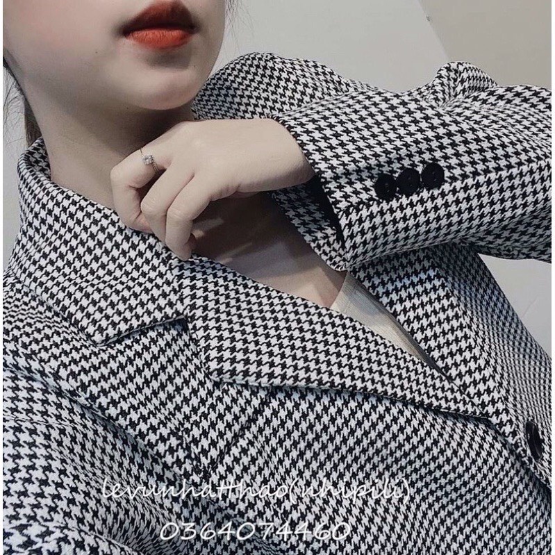 [Ảnh thật] Áo blazer dáng rộng kẻ caro 2 lớp phong cách Hàn Quốc - Áo vest kẻ form rộng