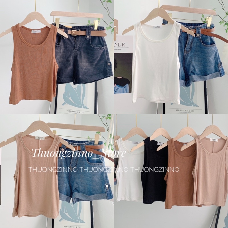 [Ảnh thật/Video]Áo ba lỗ khoét vai Áo tanktop dáng dài chất liệu thun tăm mặc mềm mịn mát