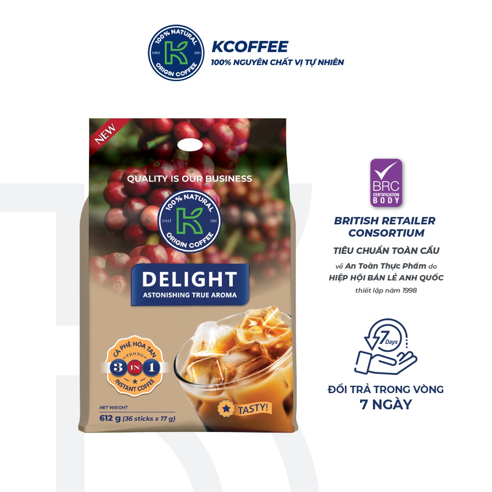 Cà phê sữa hòa tan K Delight 3in1 612g thương hiệu K COFFEE