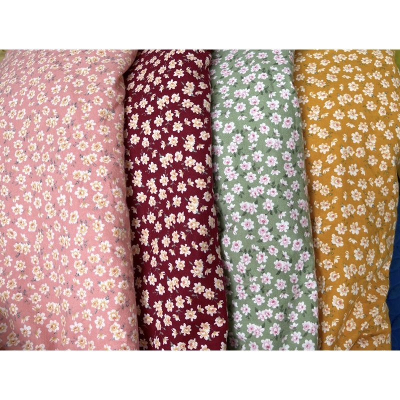 Vải thô cào bông mềm ấm hoạ tiết hoa đào siêu xinh