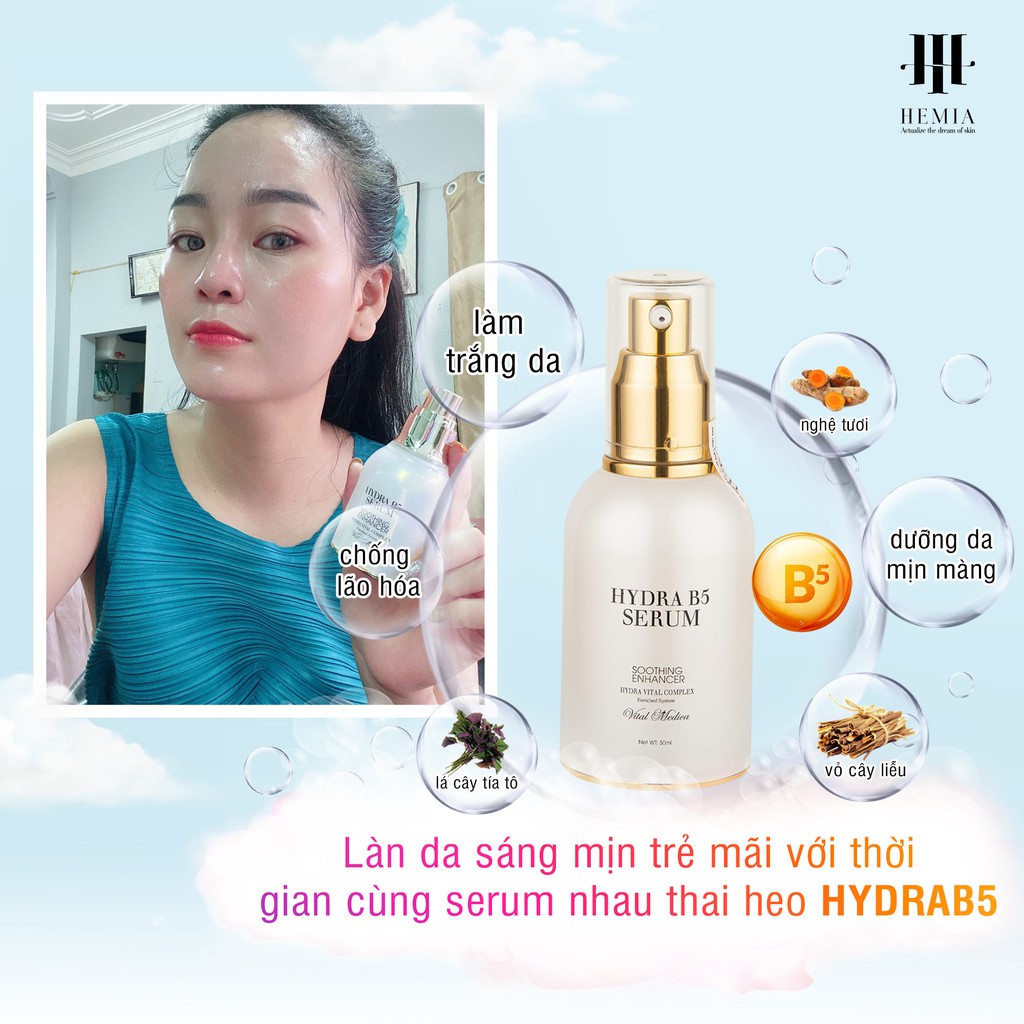 HydraB5 Serum 50ml Hemia dưỡng da, căng bóng, cấp ẩm, chống lão hoá, mềm mịn, trẻ hoá da